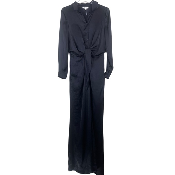 Steve Madden Black Front Tie Jumpsuit Has Pockets Size Medium - Picture 4 of 16